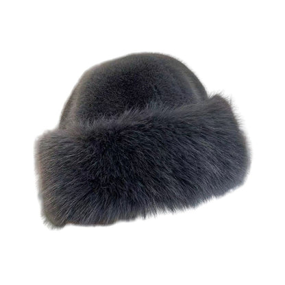 2024 Y2K Fluffy Faux Fur Bucket Hat Women Rabbit Fur Warm Thick Plush Winter Hat Lady Luxury Fashion Furry Panama Fisherman Cap