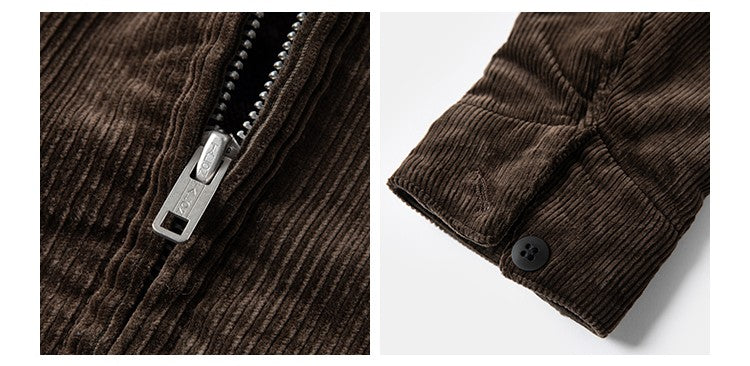 Rugged Bronson Thickened Heavy Corduroy Coat Cossack Short Jacket Fleece Liner Jacket Cool