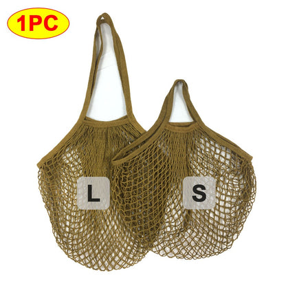 Silicone World 1PC Portable Reusable Grocery Mesh Bag Cotton Shopping Mesh Bags Handheld Shoulder Back Fruit Vegetable Net Bag