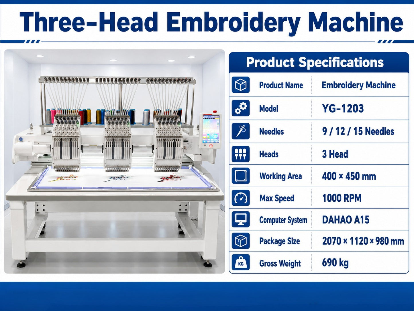 Multi Function 1204 4 Heads 15 Needles Industrial Automatic Computerized 3D Home Use New 1200 RPM Motor Cap Embroidery Machine