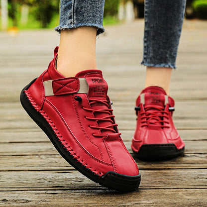 New Fashion Sneakers Handmade Leather Women's Shoes Mid-Top Women Casual Flats Shoes Slip on Loafers Zapatillas De Mujer