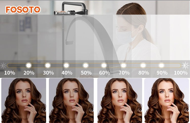 Fosoto 28inch 45w Half-Moon Lamp LED Video Ring Light with Remote Control & Tray Eyelash Extension Salon Professional Lighting
