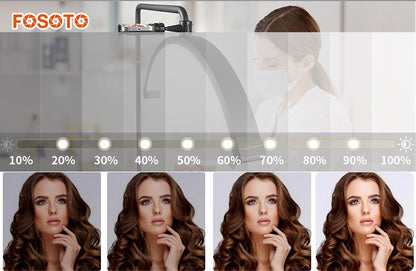 Fosoto 28inch 45w Half-Moon Lamp LED Video Ring Light with Remote Control & Tray Eyelash Extension Salon Professional Lighting