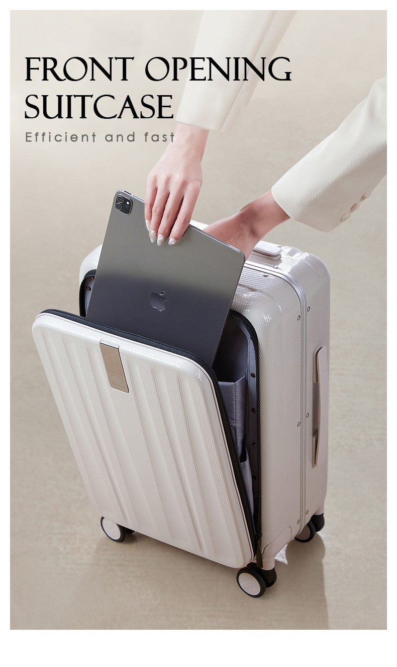 Hanke Carry On Suitcase Aesthetic Design 7mm Aluminum Frame Rolling Luggage Boarding Cabin PC Spinner Wheel TSA Lock 18" 20";;VERDADEIRO;;"Ivory White,20Inches 500mm