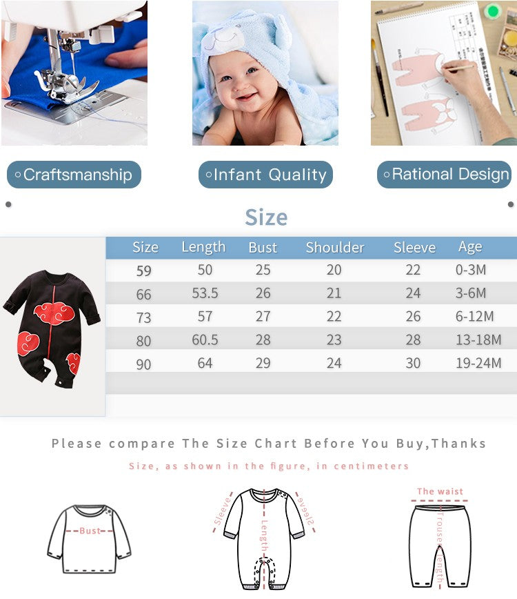 Newborn Clothes Anime Handsome Cosplay Cotton Comfortable Soft 0-18 Boys And Girls Spring And Autumn Long Sleeved Baby Jumpsuit