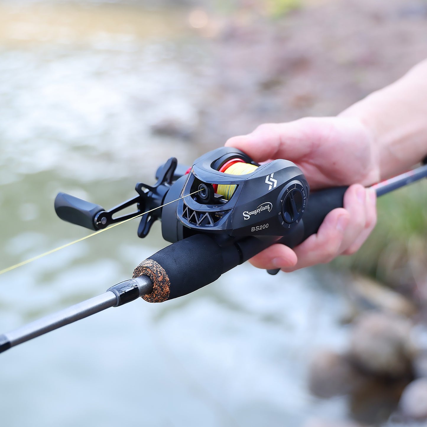 Kit Completo Sougayilang Vara e Carretilha de Pesca, Vara de 5 Seções e Carretilha com Carretel de Alumínio para Pesca de Robalo em Água Doce