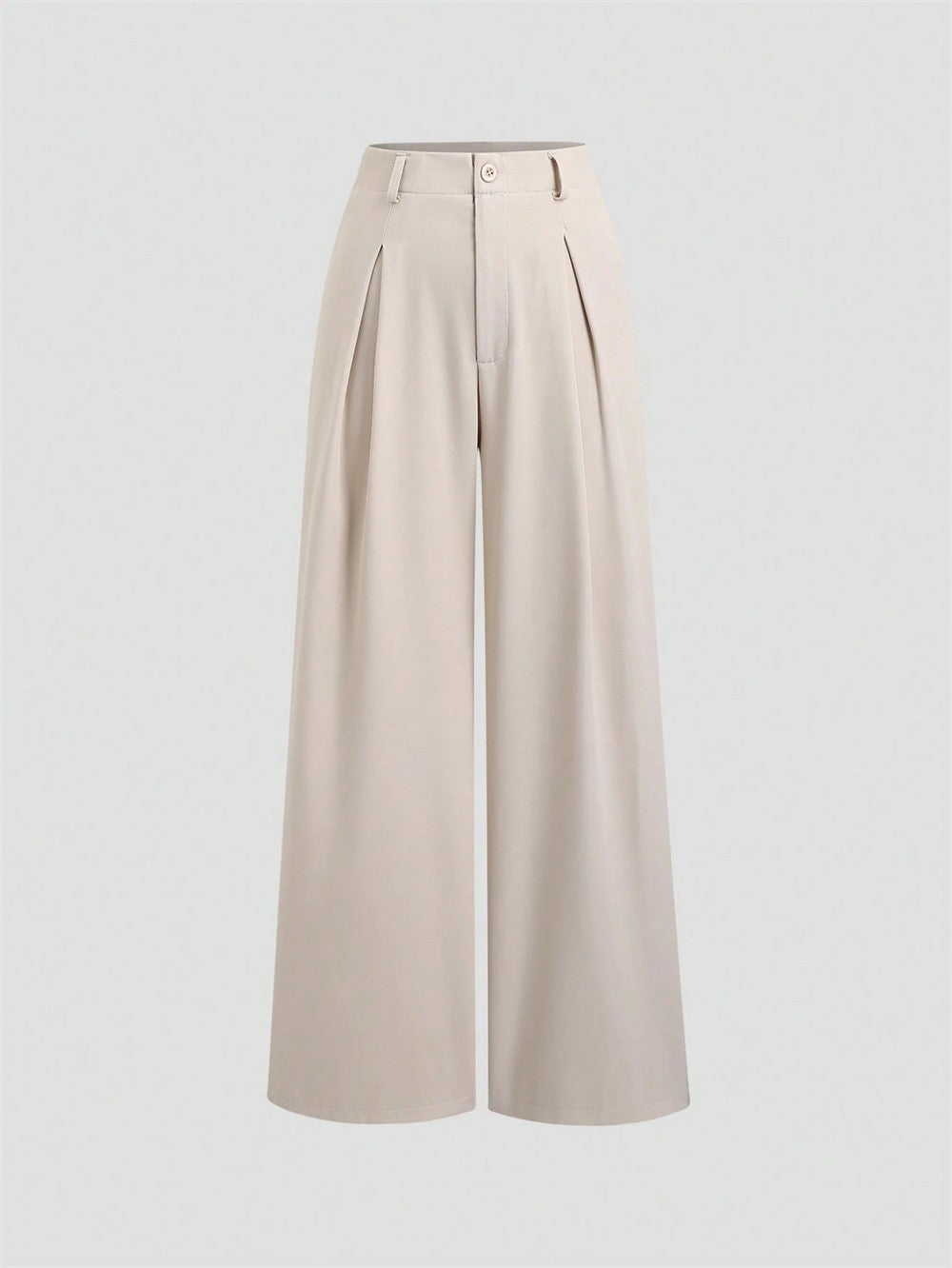 Women's Elegant Jacquard Pleating Wide-Leg Pants Office/Commuting Solid Color Loose Casual Suit Pants, Autumn/Winter