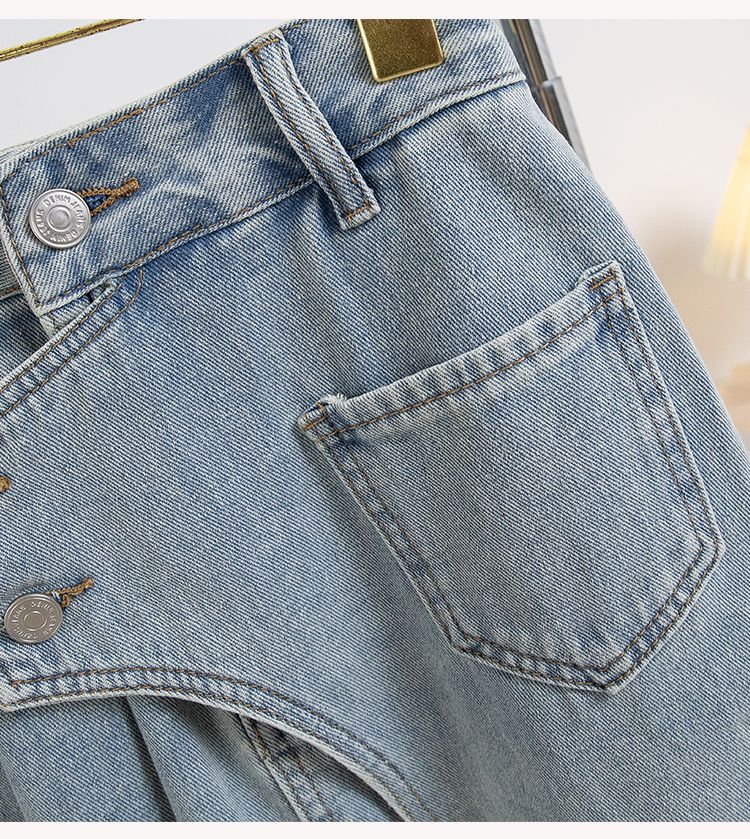 Plus Size Denim A Line Skirt With Lining 2024 Summer New Korean Fashion Pleated Midi Jean Skirt Woman Blue Color Jeans Skirts