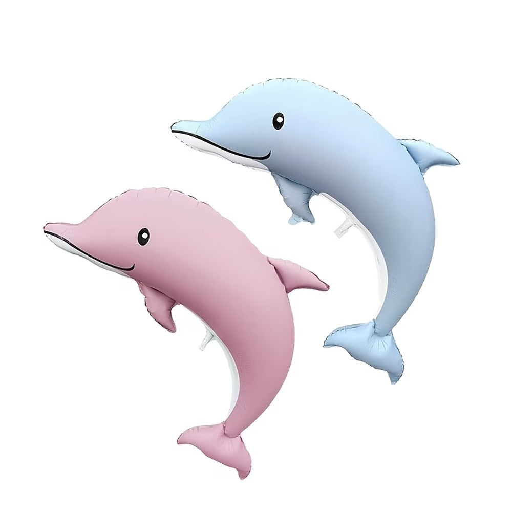 2pcs 46-inch Matte Big Dolphin Aluminum Foil Balloons, Birthday Party Decoration, Room Background Wall Decoration