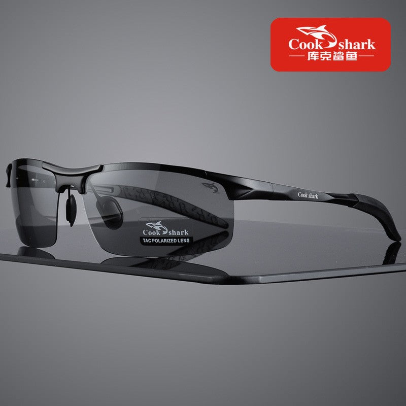 Óculos de sol Cook Shark, novos, de alumínio e magnésio, masculinos, HD polarizados, para dirigir, lentes coloridas, moda.