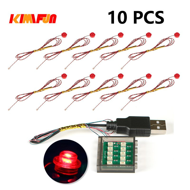 10PCS 0.8mm Pino RGB LED Blocos de Montar USB Lâmpada DIY Luz de Rua Cidade Decoração Elétrica 1X1 Tijolo Compatível com Todas as Marcas