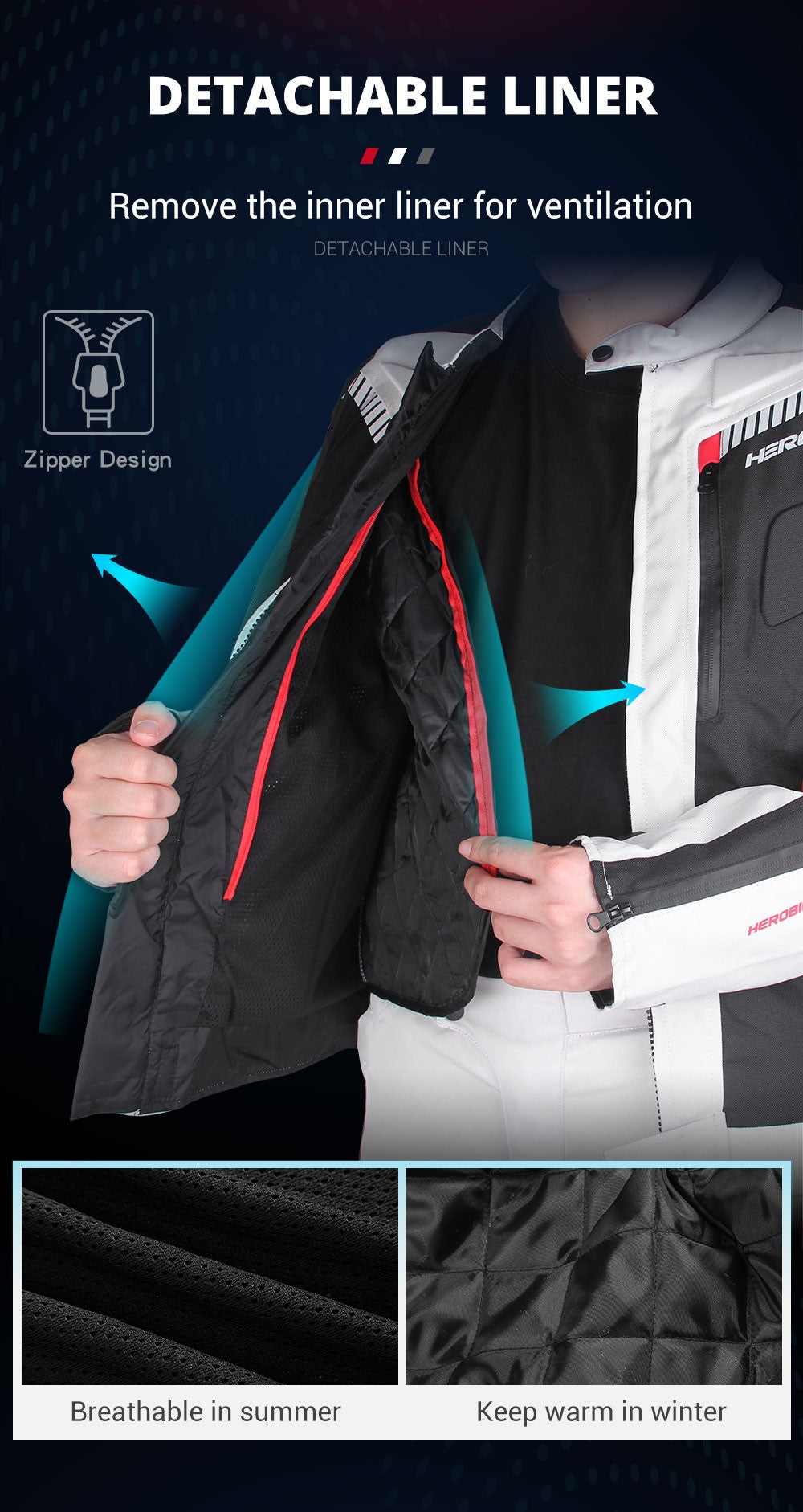 HEROBIKER Waterproof Motorcycle Jacket Man Racing Jacket Wearable Motorcycle Pants Moto Clothing With EVA Protection