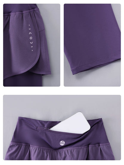 DRUR Knee Length Yoga Pants Summer 2 In 1 Gym Running Shorts Women High Waist Workout Leggings Yogawear Fitness Clothing New