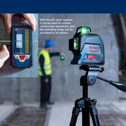 Bosch LR7 Medidor de Nível a Laser Vermelho e Verde Profissional 3D 3 Planos 12 Linhas Feixe Gradiente Projeção Medidor de Distância