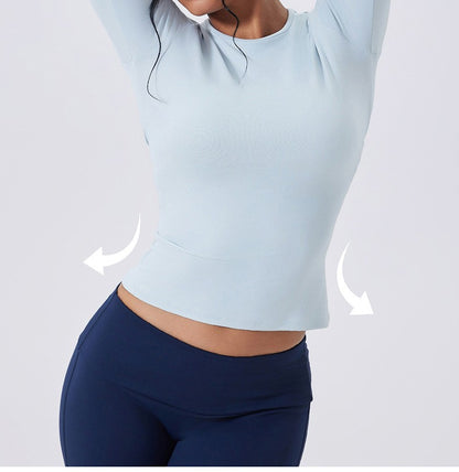 Women Long Sleeve Workout Top Gym Casual Outdoor Top Workout Dry Fit Breathable High Elastic Sports Top Sports Long Sleeved