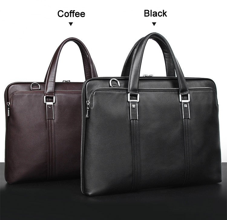 Luxury Genuine Leather Briefcase Men Leather Business Bag 15.6" Laptop Bag 14 Male Office Bag Document File Case Shoulder Bag