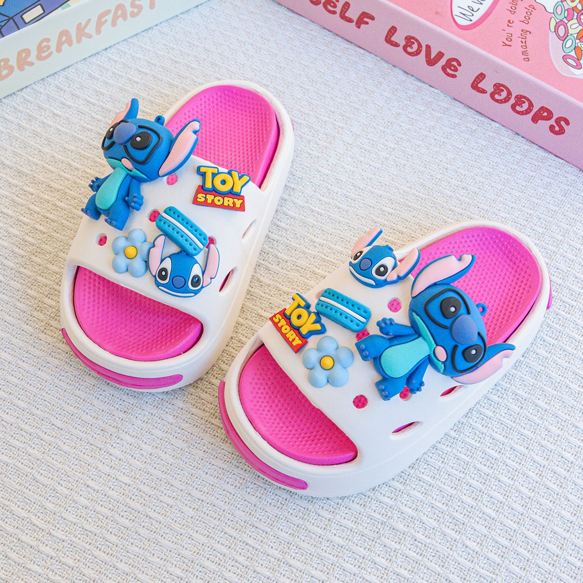Disney Stitch Cartoon Slipper Cute Anti-slip Children's Slippers Boys and Girls Summer Shower Slippers Soft Sole Baby Babouche