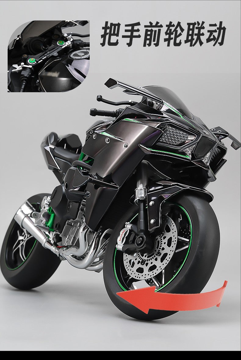 Pulverizador 1:6 Kavvasaki Racing Ninja 500 H2R Simulação de Motocicleta Luz de Som Coleção de Presentes para Crianças Velozes e Furiosos Display de valor