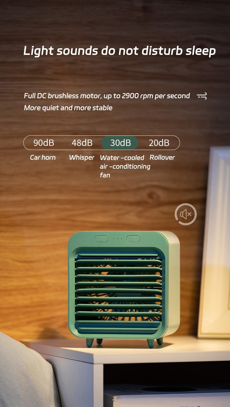 Portable USB Rechargeable Air Cooler - 3-in-1 Mini AC Fan with 7 Color LED, 4000mAh Battery for Home/Office/Camping