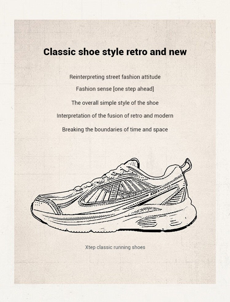 Xtep Juechen 6.0 Vintage Running Shoes Male 2025 Spring Shock Absorption Sports Shoes Street Daily Leisure Sneakers 875119110027