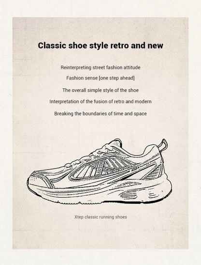 Xtep Juechen 6.0 Vintage Running Shoes Male 2025 Spring Shock Absorption Sports Shoes Street Daily Leisure Sneakers 875119110027
