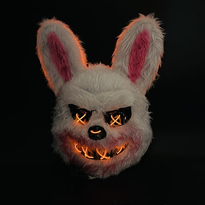 Halloween Cosplay Party Luminous LED Light Face Mask Make-up Horror Rabbit Bear Mask Headgear Cartoon Animal Carnival Head Cover