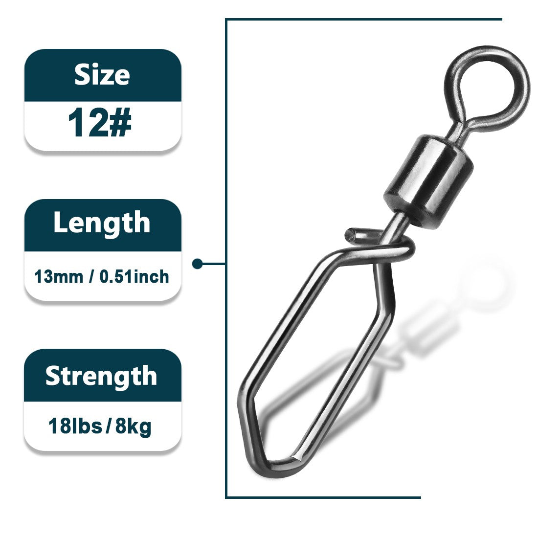 Giradores de Pesca com Snap 25~100 Peças Aço Inoxidável Girador de Tambor Rolante Clip Interlock Conector de Isca de Pesca Água Salgada
