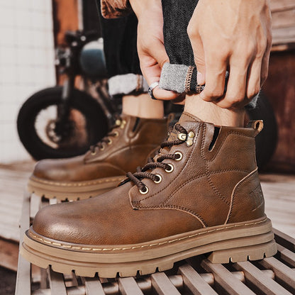 Luxury Brand Men's Lace-Up Shoes Winter Classic Mens High Top Boots Man Korean Version Casual Shoes Male Leather Fashion Boots