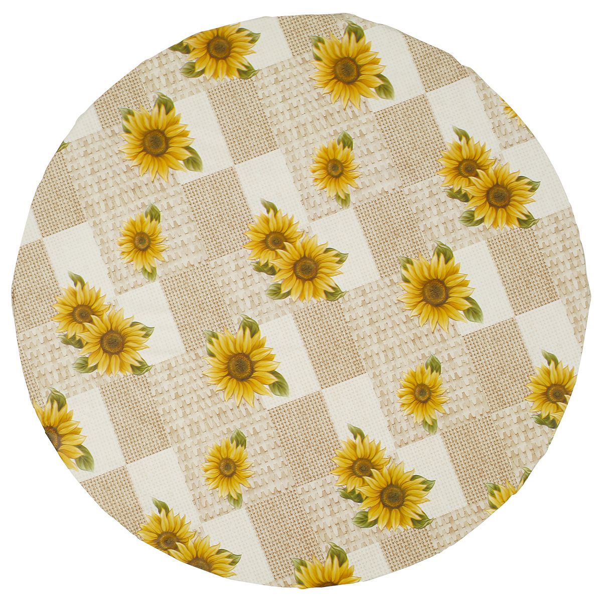 Waterproof Round Tablecloth Elastic Fixation Edged PVC Table Cover Flannel Backed Table Pad Oil-Proof for Dining Table Kitchen