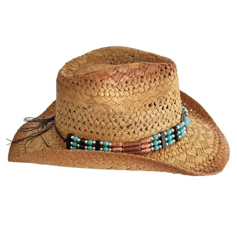 Chapéu de Praia de Palha Trançada 31BB Chapéu de Sol Vazado Elegante com Aba Larga para Proteção Solar