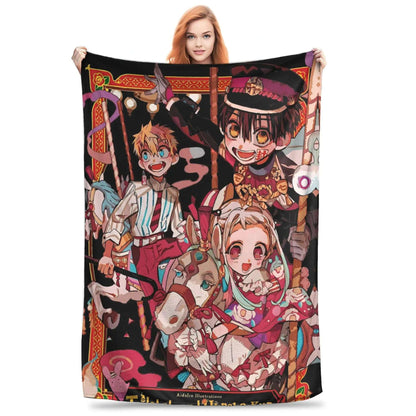 Hanako Kun Japanese Cute Throw Blanket Soft Warm Plush Bedding Home Decor Camping Flannel Bedspread Cover