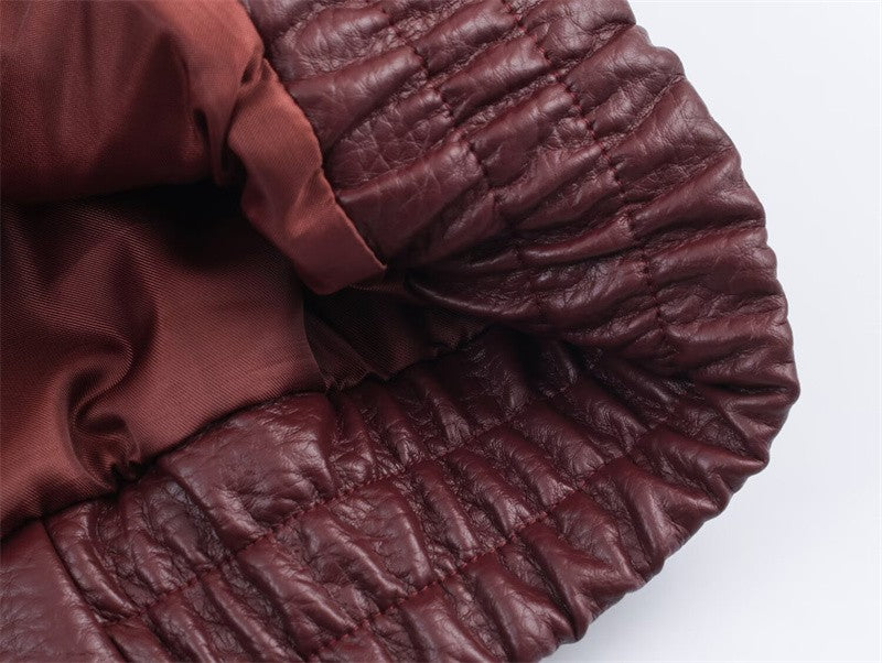 Women's Jacket Fall 2025 New Black Long Sleeve Pebble Faux Leather Jacket Motorcycle Style Personality Fashion