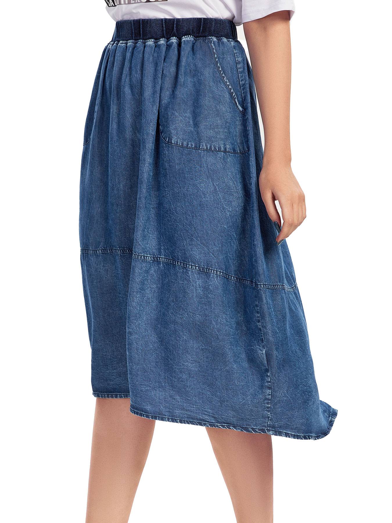 Women Plus Size Woven Spring And Autumn Denim Skirt