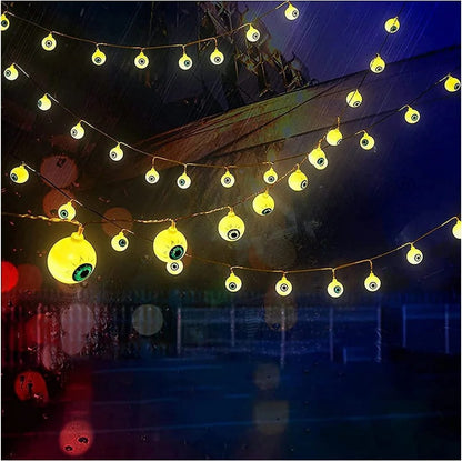 Glow Horror Eyeball Halloween String Lights Battery Powered Waterproof Atmosphere Lamp For Home Holiday Party Spooky Wall Decor