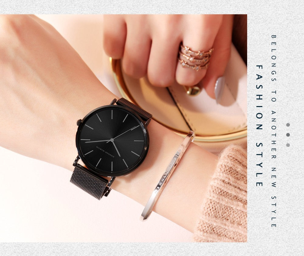 HANNAH MARTIN Brand Quality Stainless Steel Japan Quartz Movement Waterproof Women 36mm Full Rose Gold Ladies Dropshipping Watch