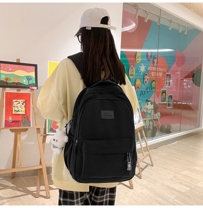Schoolbags Student Japanese And Versatile Backpack Unisex Large-Capacity Backpack Girl Simple Polyester Material Doll Decoration
