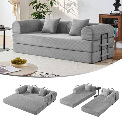 79" Convertible Sofa Bed, Corduroy Convertible Sleeper Sofa Bed, Boneless Couch with Fixed-Shape Frame, Floor Sofa Modular Couch