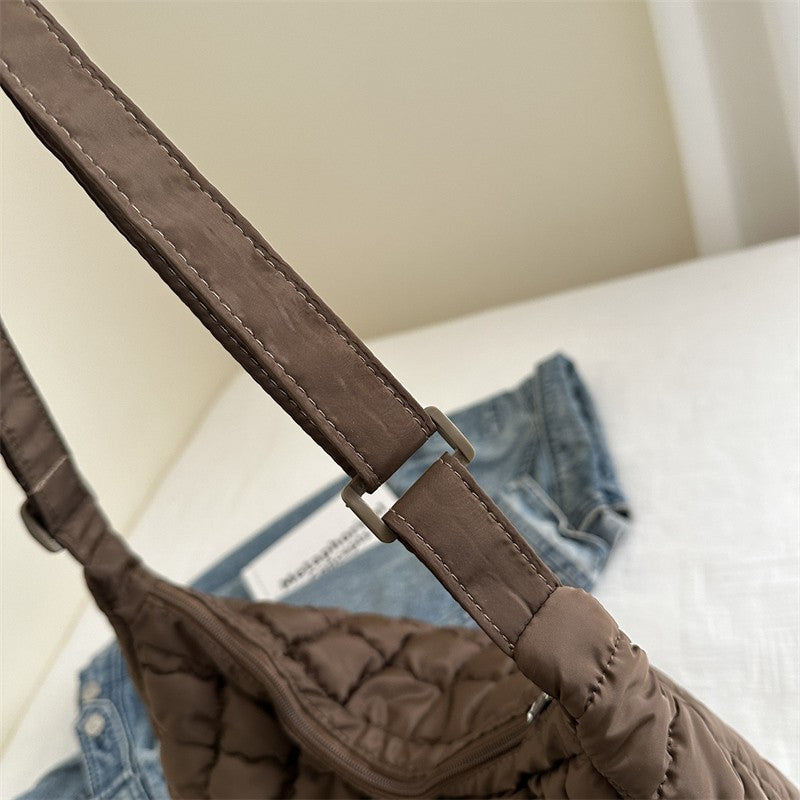 2025 New Quilted Puffer Shoulder Bag for Women Large Capacity Tote Sling Bag Fashion Casual Crossbody Satchel Bag Female Handbag