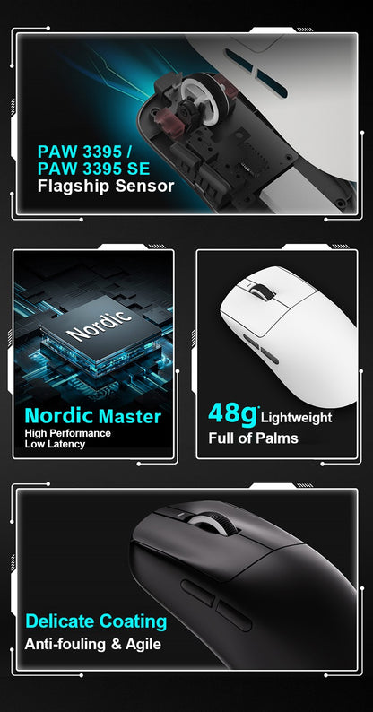 ATK VXE R1 Pro MAX Dragonfly R1 Bluetooth Gaming Mouse PAW3395 2.4G Wireless E-sports Mice Rechargeable Lightweight Ergonomic