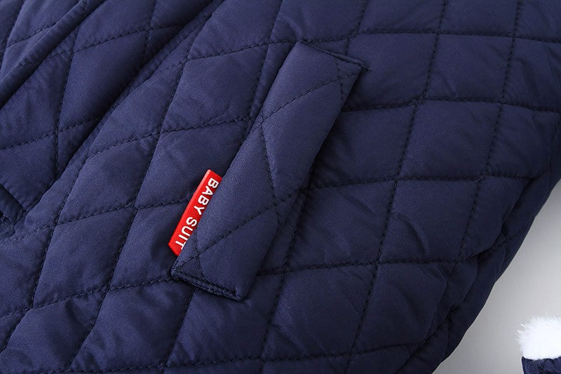 Winter Newborn Boys Romper Cotton Padded Argyle Printed Infant Babys Boys Bodysuit Toddler Kid Boy Hooded Jumpsuit 0-3Y Overalls