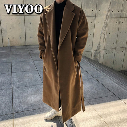 Men's Winter luxury Cardigans Trench Male Black Wool Overcoat Coat Black Long Padding Coat Men's Clothes Jac Windbreaker For Men