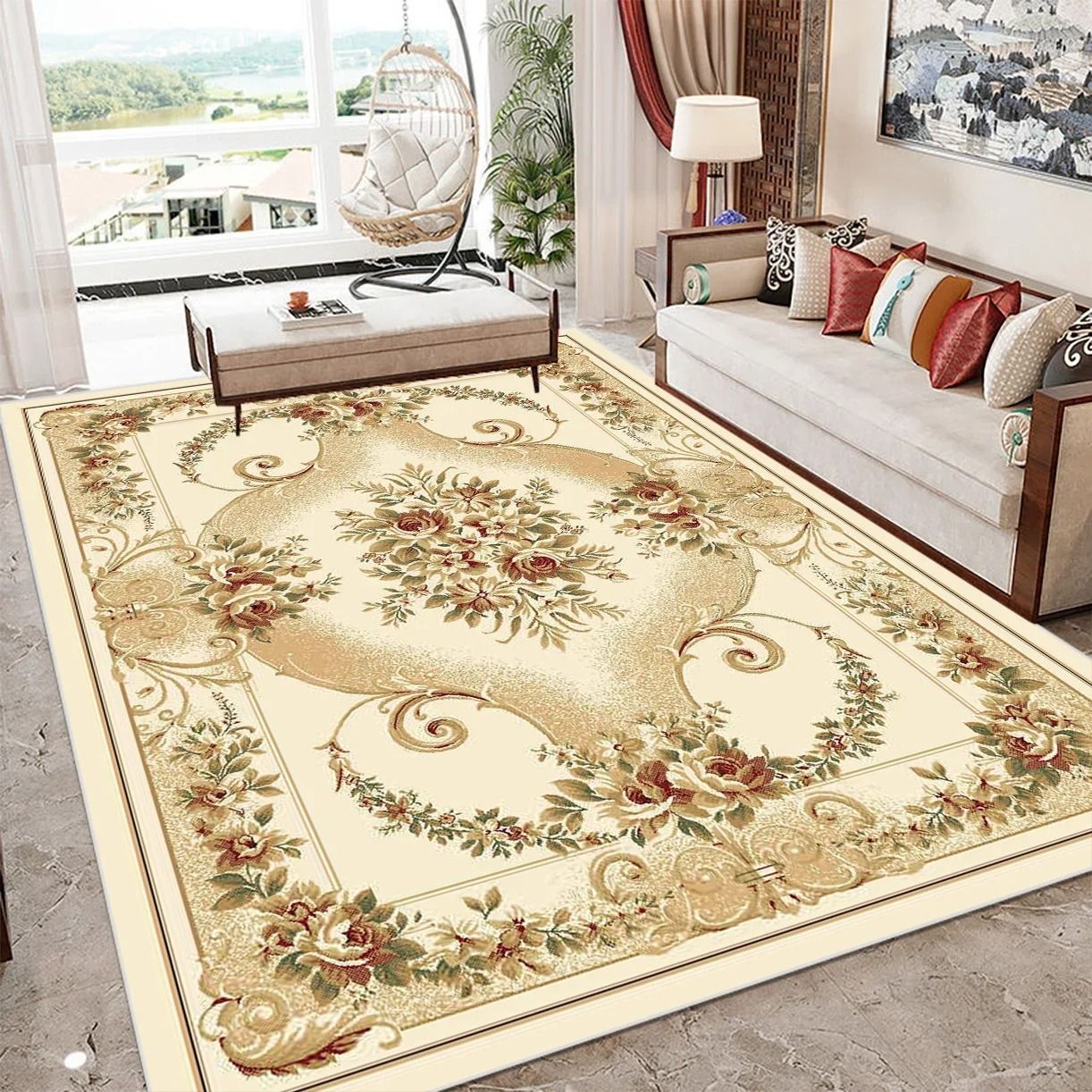 European Style Luxury Large Living Room Carpet Soft Large Area Decoration Home Floor Mats Bedroom Carpet Sofa Custom Floor Mats