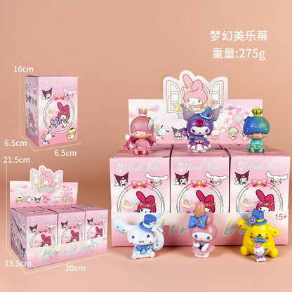 Sanrio Nova Série Flor de Rima Blind Box Kawaii Kuromi Pochacco Cinnamoroll Melody Caixa Surpresa Boneca Sacola Surpresa Decoração Brinquedo Presente