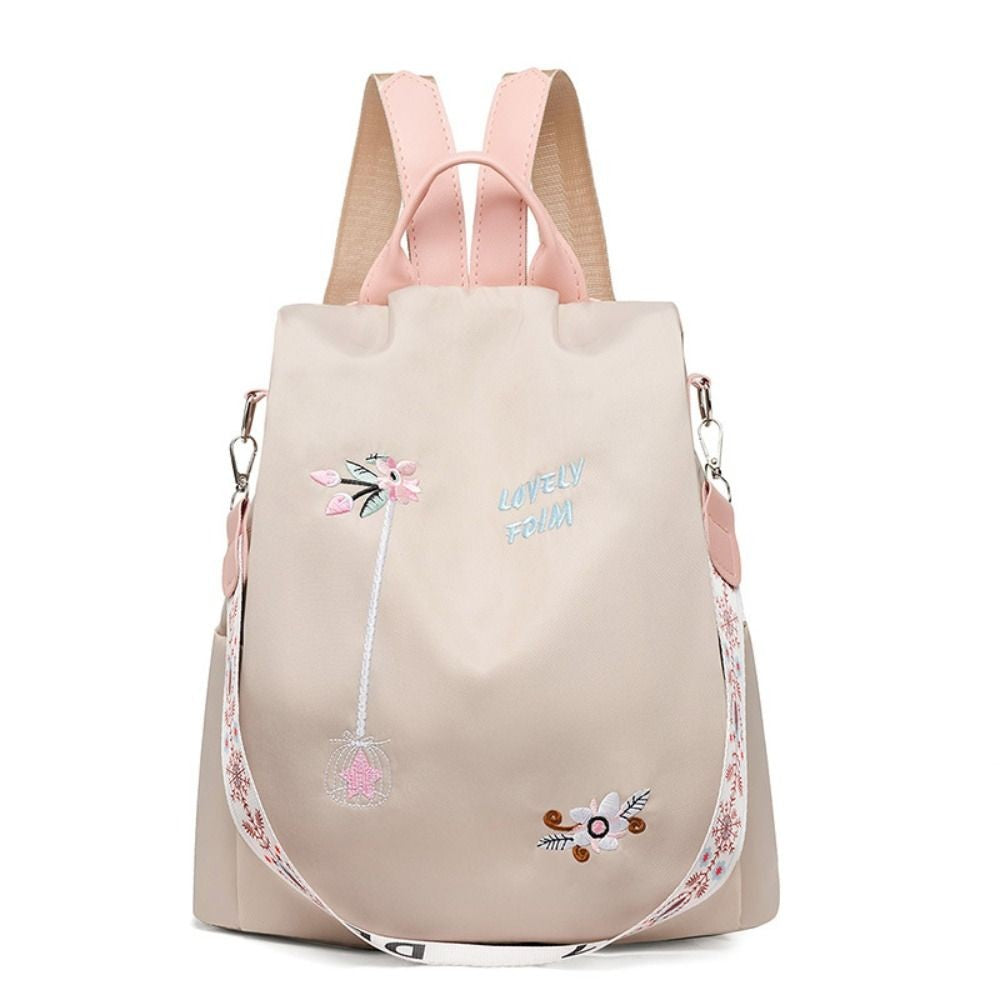 Mochila Feminina Oxford Impermeável Antifurto Moda Escola Bordada Designer Feminina Grande Capacidade Viagem Ombro Bolsa de Mão