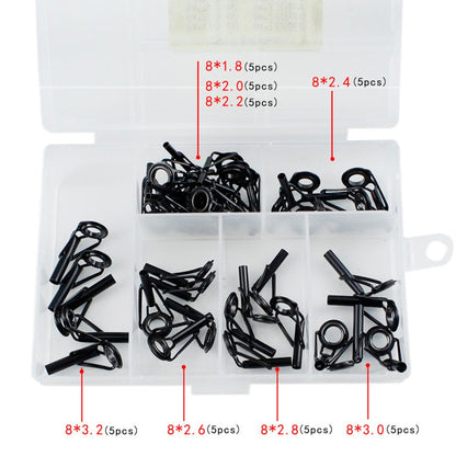 40 Peças/Caixa Anel Guia para Vara de Pesca Kit de Reparo Ponta Superior Conjunto 8# DIY Aço Inoxidável Molduras Cerâmica Ferramentas Acessórios de Pesca