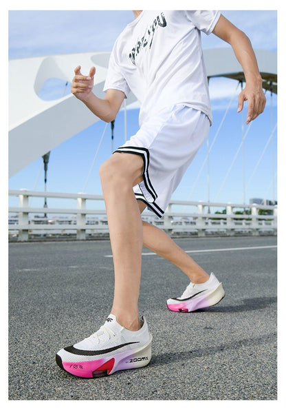 Tênis Esportivo Masculino de Corrida Maratona Amortecimento a Ar Placa de Carbono Respirável Leve Feminino Confortável Atlético Caminhada Corrida