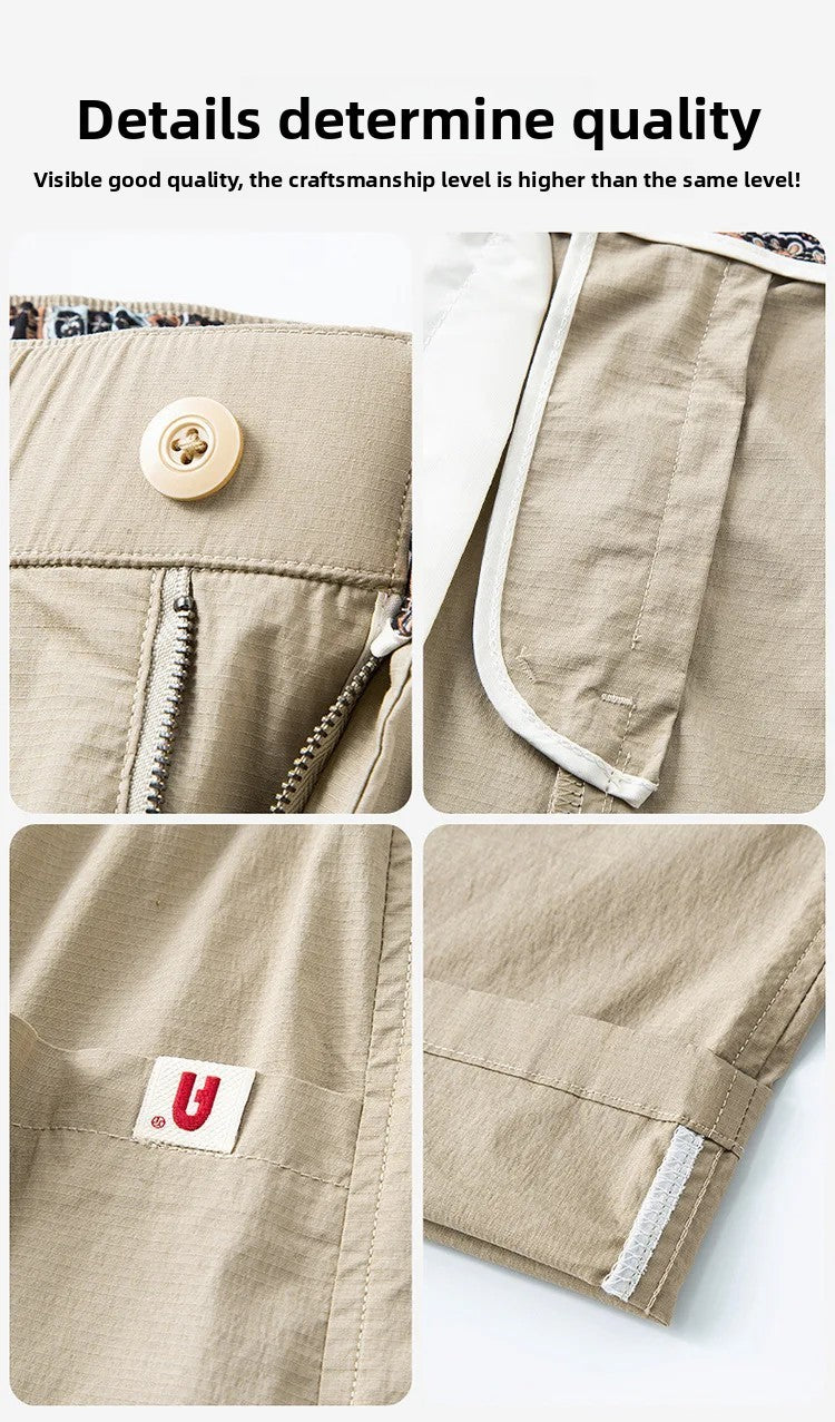 Calça Masculina Casual Cleanfit Estilo Americano para Esportes ao Ar Livre Nove Pontas Solta em Tela Confortável Elegante e Sofisticada