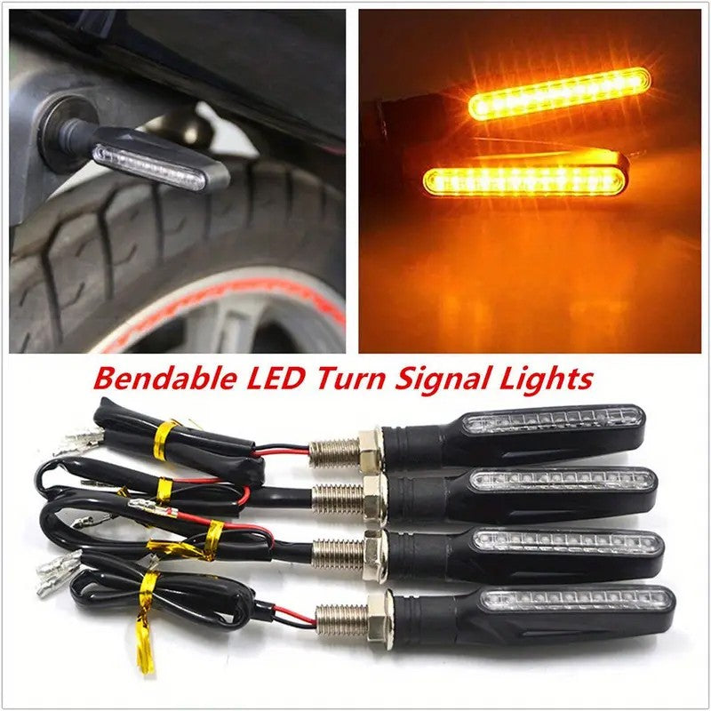 4pcs Universal Motorcycle Led Turn Signals Blinker Flowing Water Flashing Lights Stop Signal Light DRL Lamp Tail Brake Signal