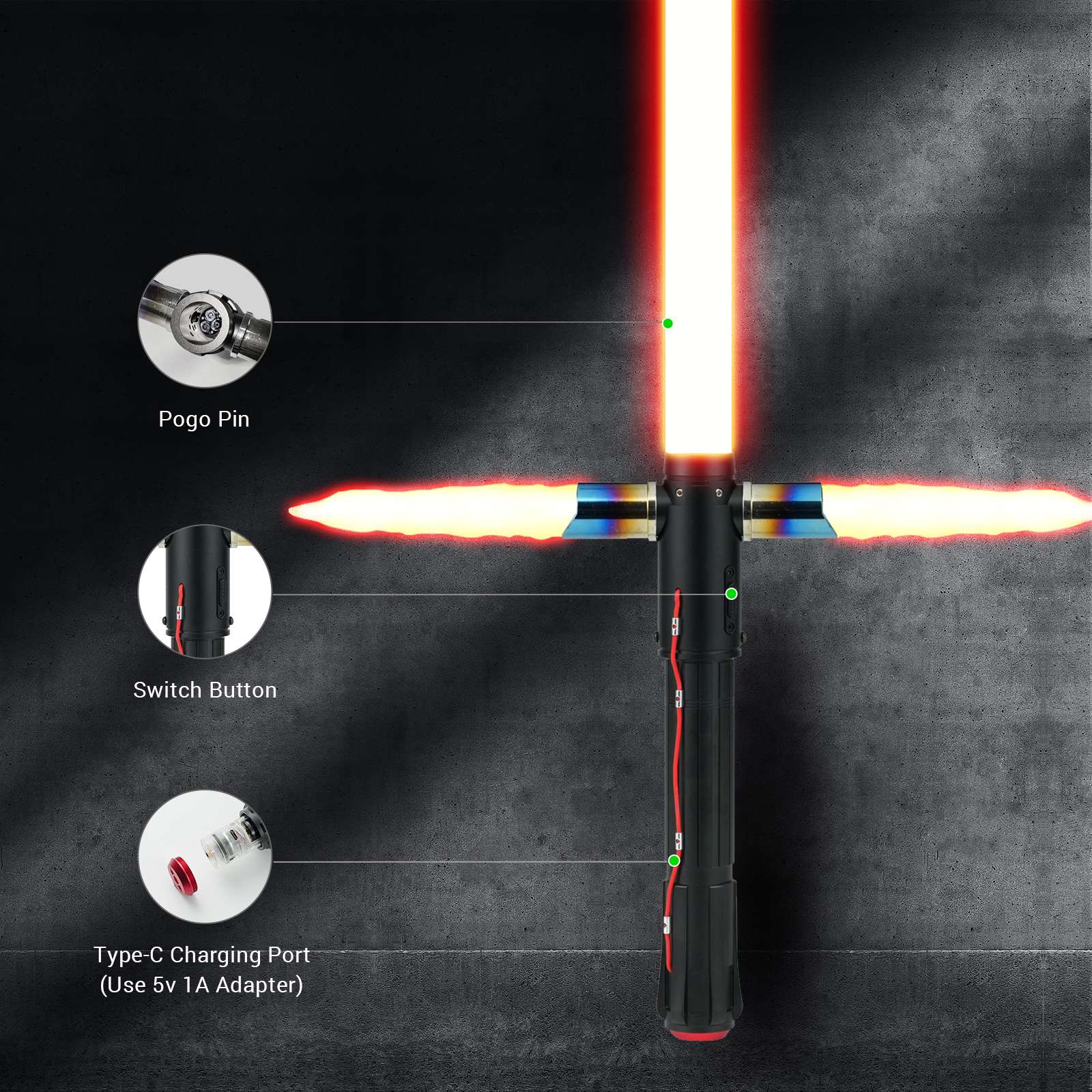 DAMIENSABER Kylo Ren SE Lightsaber Crossguard Lightsaber