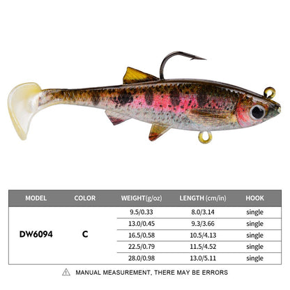 New PVC T-Tail Jig Soft Bait 9.5-28g Shad Swimbait Artificial Lure for Zander Pique Low Fishing